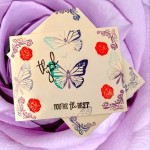 Handmade Thank You Cards Blank set of 8 with Butterflies including envelope